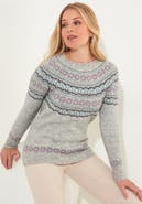 Joe Browns Fair Isle Rib Trim Crewneck Pullover