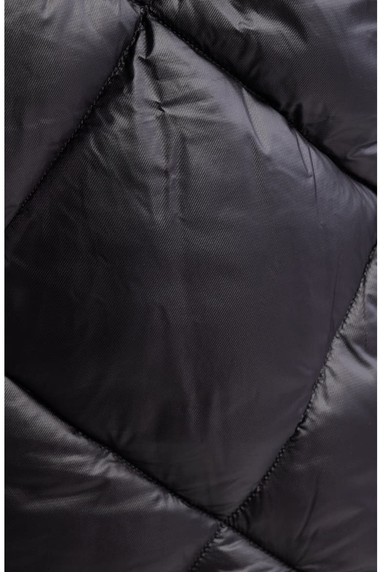 Diamond Quilted Puffer Jacket with Faux Fur Hood, Alternate, color, BLACK
