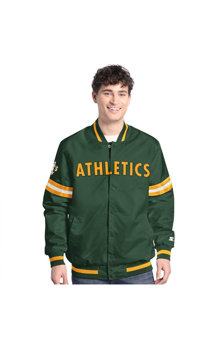 STARTER Men's Starter  Green Athletics Scout Full-Snap Varsity Jacket, Alternate, color, Green