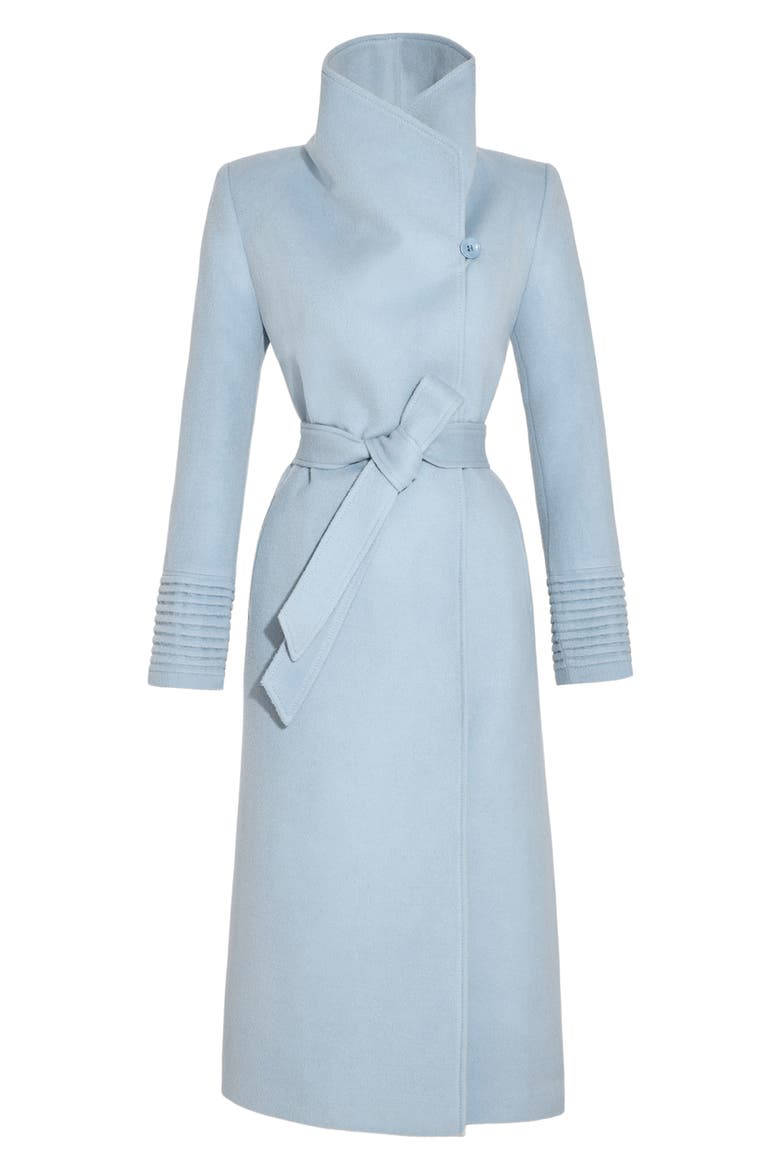 Baby Alpaca & Wool Funnel Neck Wrap Coat, Alternate, color, GLACIAL BLUE