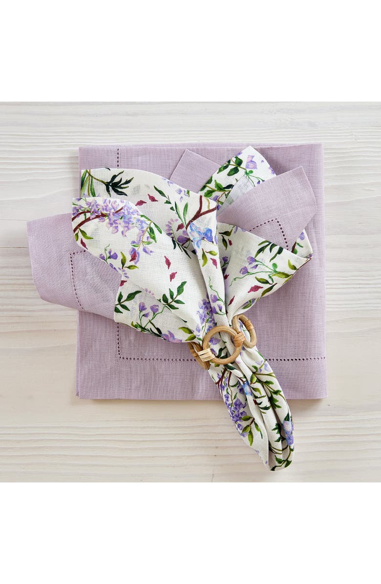 Solino Home Linen Dinner Napkins Set of 4, 20 x 20 Inch for Dining Table, Holiday and Everyday Table Decor - Lilacs, Alternate, color,