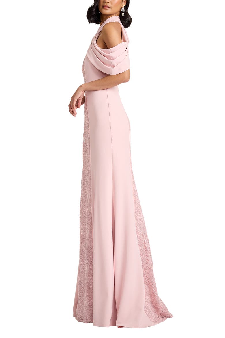 Lace Inset Cold-Shoulder Gown, Alternate, color, ROSE QUARTZ