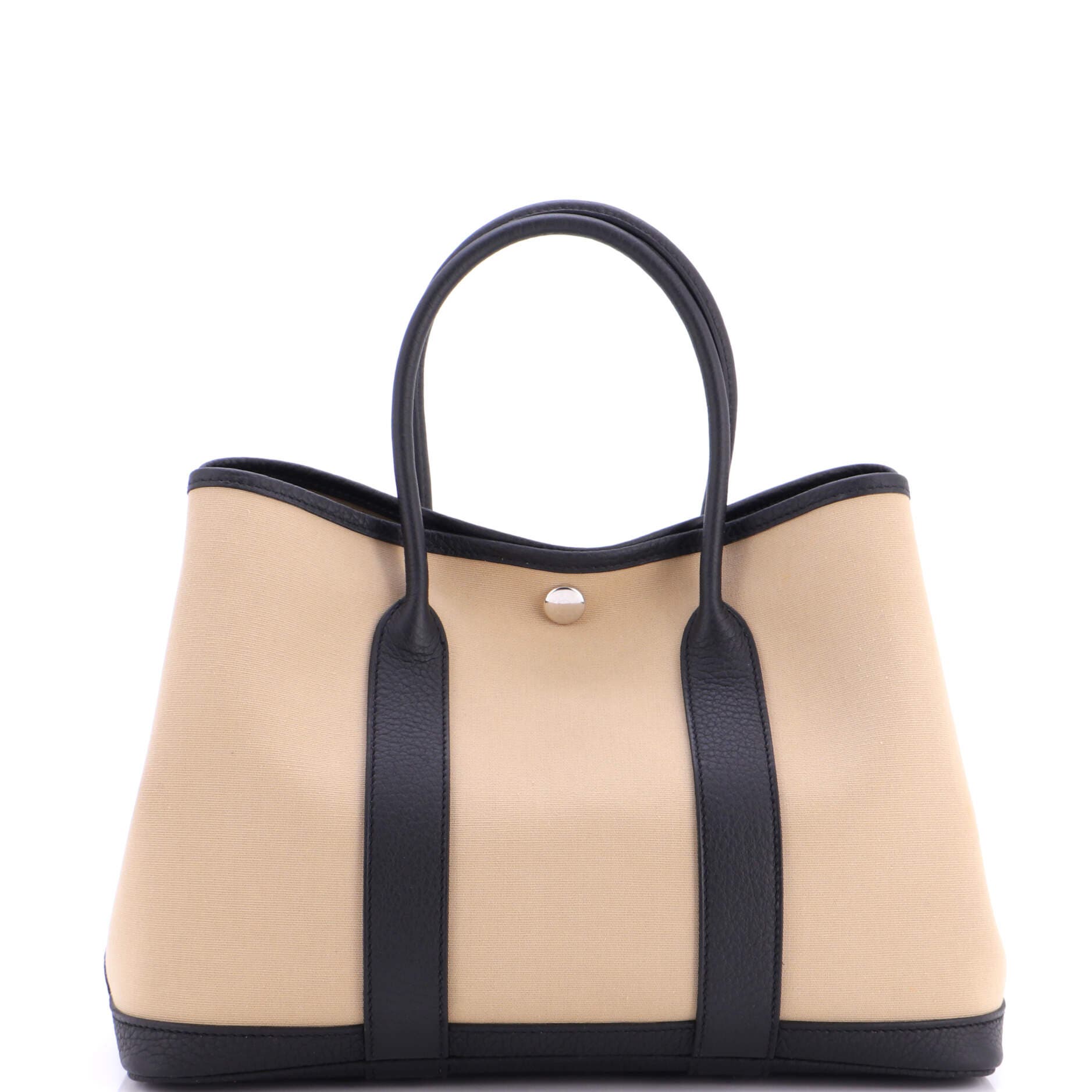 Garden Party Tote Toile and Leather 30, Main, color, Noir