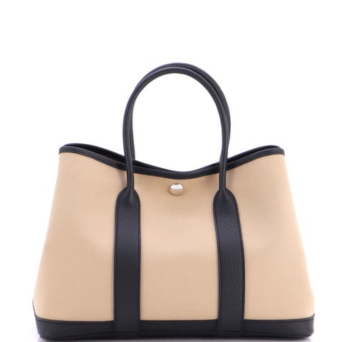 Garden Party Tote Toile and Leather 30
