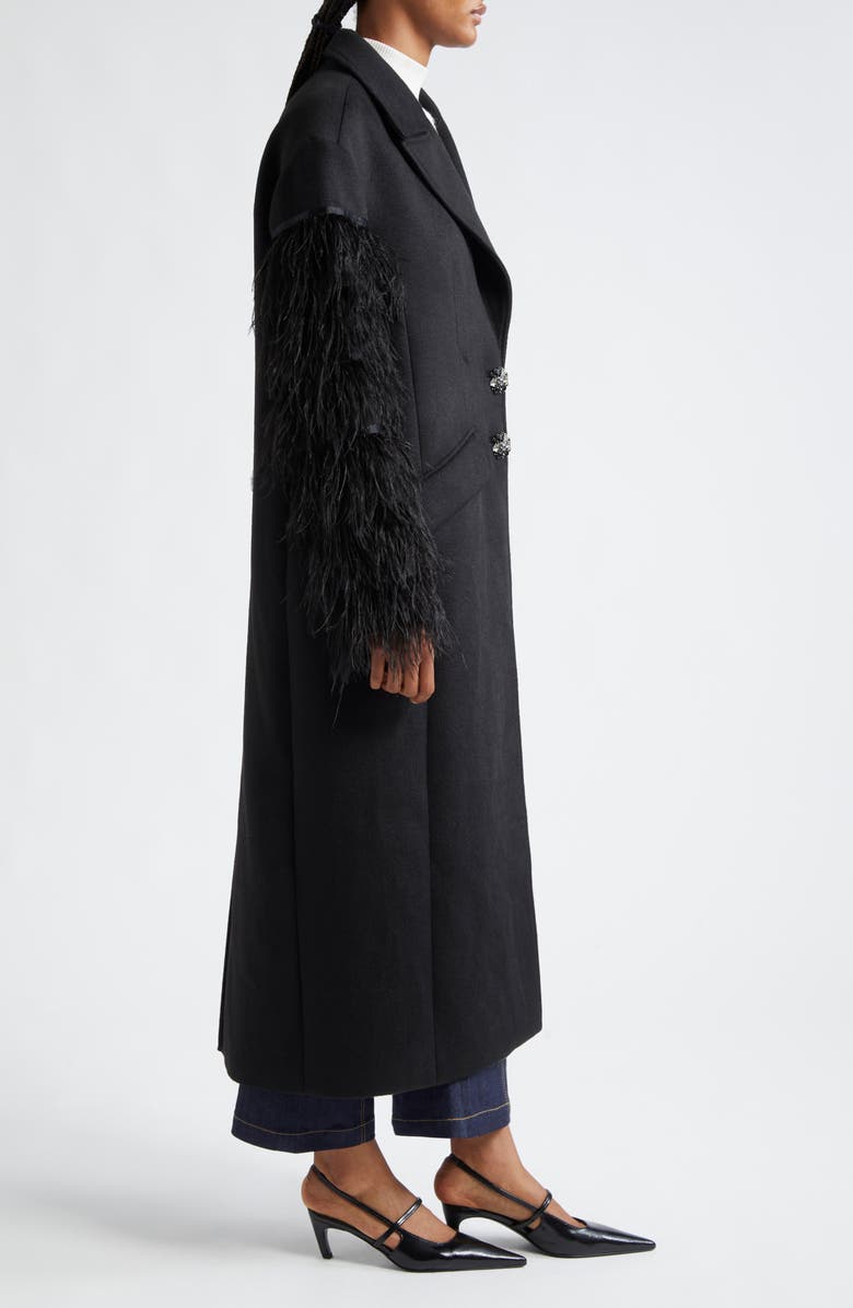 Cinq à Sept Ali Feather Sleeve Coat, Alternate, color,