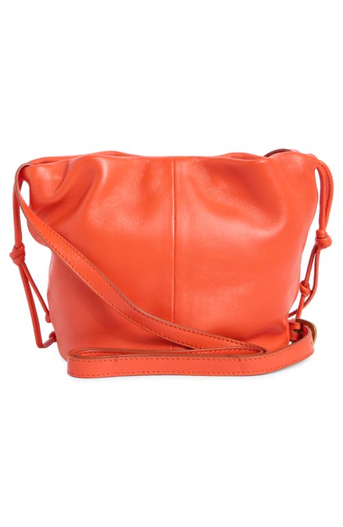 Lucky Brand Tess Drawstring Leather Bucket Bag In Orange