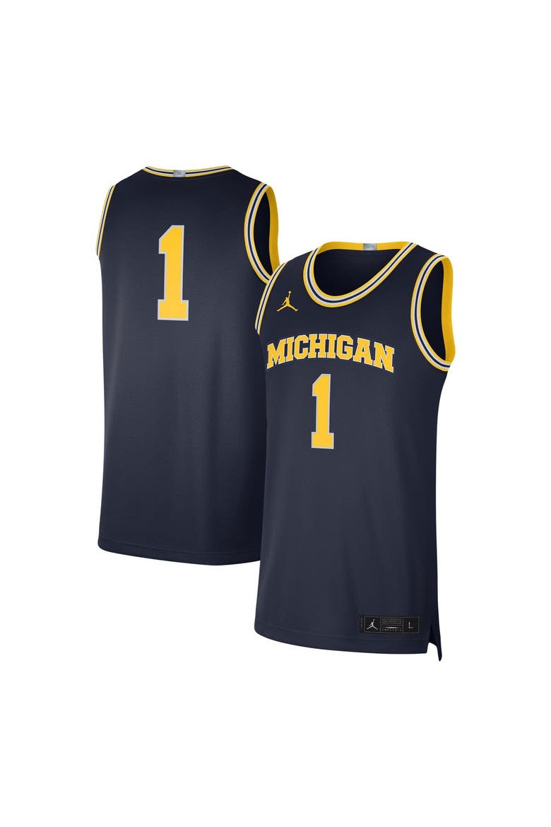 Men's Jordan Brand #1 Navy Michigan Wolverines Limited Authentic Jersey, Main, color, Navy