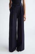 Max Mara Secolo Pleated Wool Blend Seersucker Pants