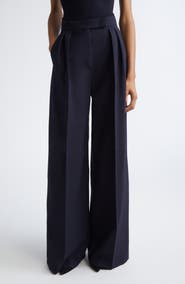 Max Mara Secolo Pleated Wool Blend Seersucker Pants