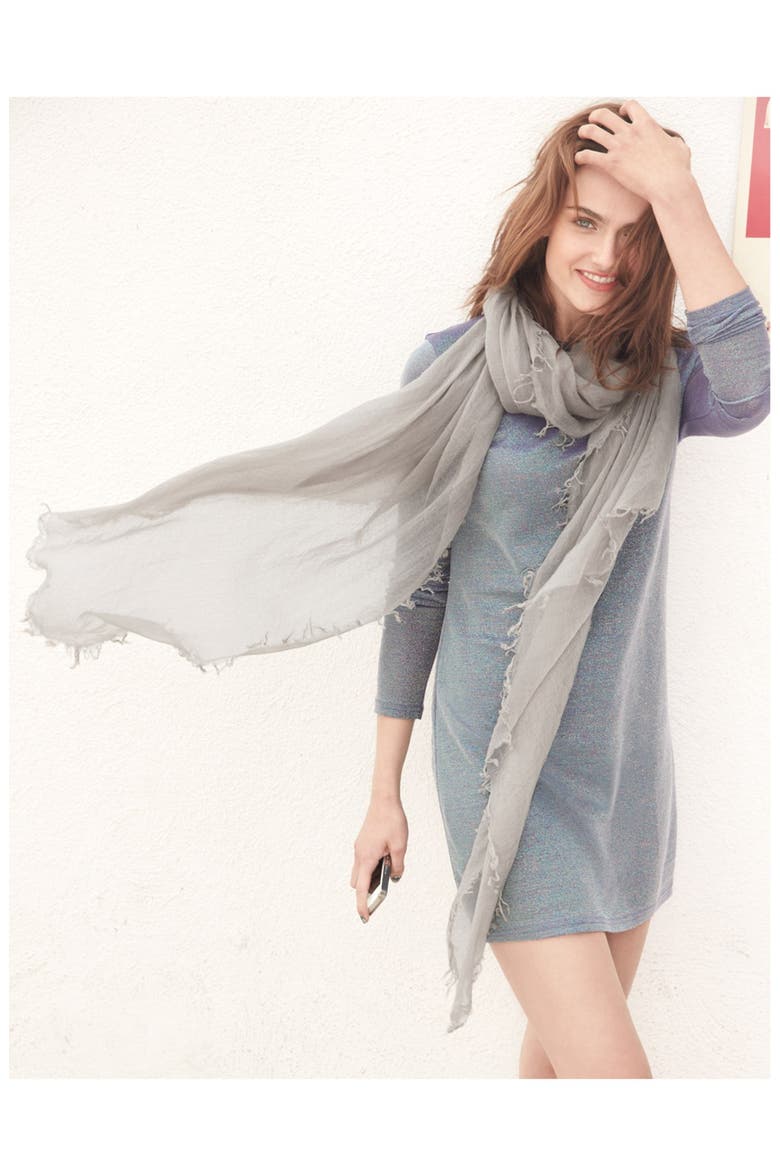 Crinkled Cashmere Wrap, Alternate, color, PINK PEONY