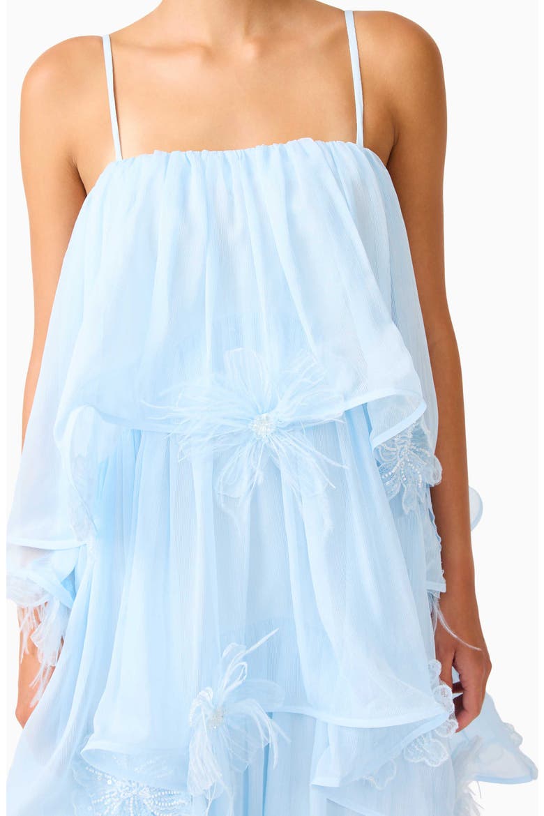 Zadie Tiered Appliqué Chiffon Gown, Alternate, color, BLUE