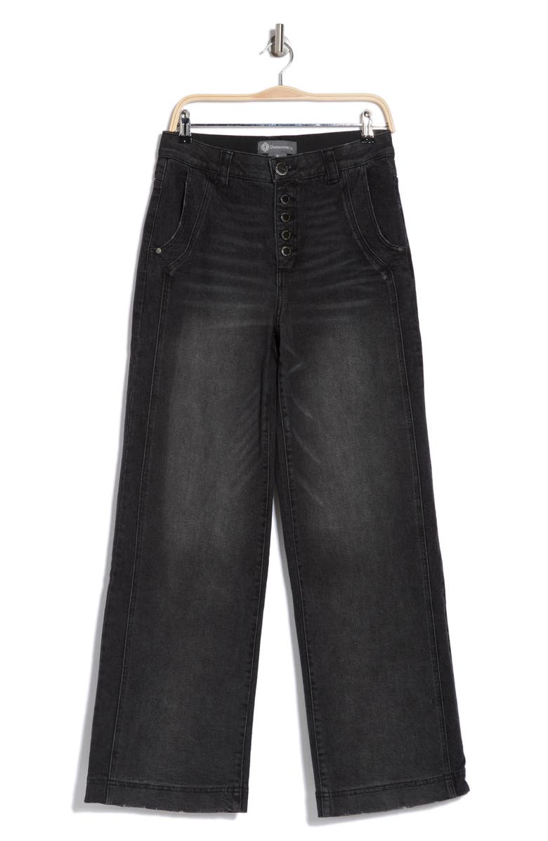 Democracy Skyrise Front Panel Wide Leg Jeans, Alternate, color, Washed Black Artisinal
