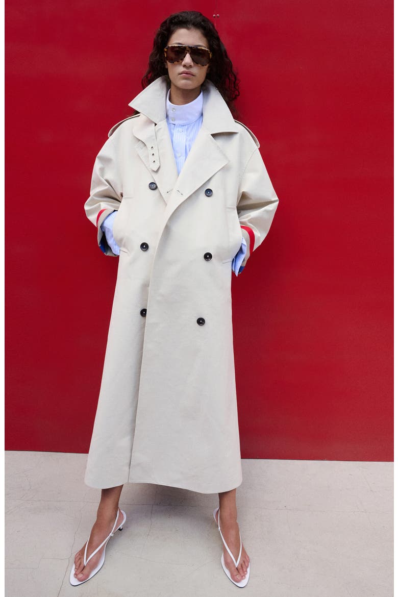 Cotton Blend Trench Coat, Alternate, color, BEIGE