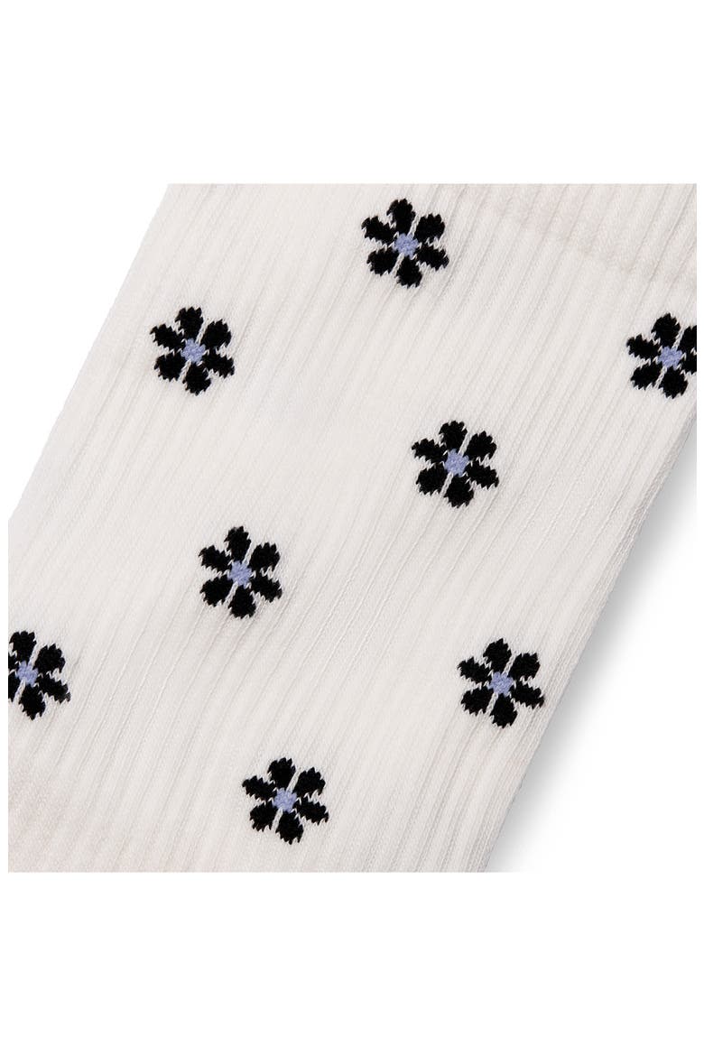 Tossed Flowers Supima® Rib Quarter Socks, Alternate, color, BLACK FLORAL