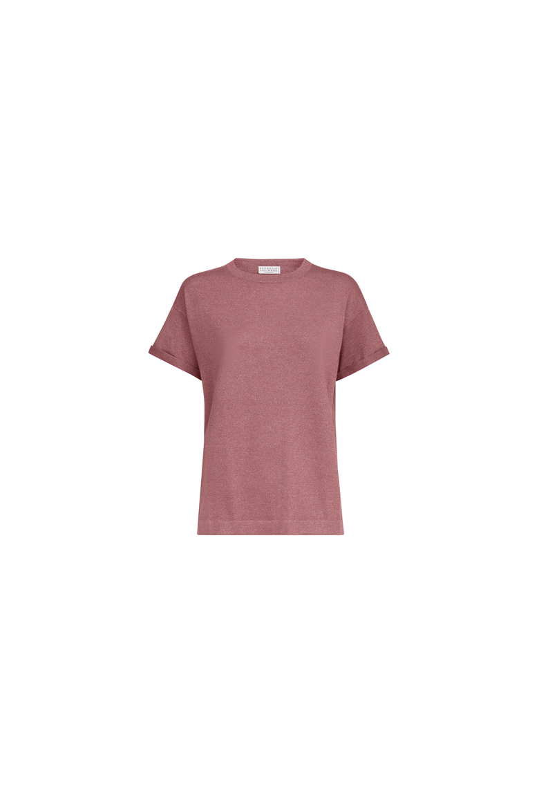 Sparkling cashmere and silk lightweight knit T-shirt, Alternate, color, Purple