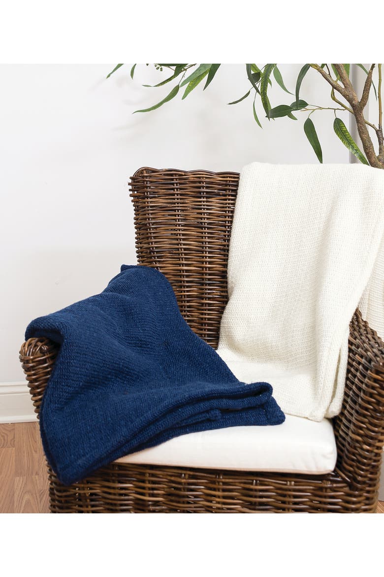 Crochet 50" x 60" Fringe Throw Blanket Navy, Alternate, color, Blue