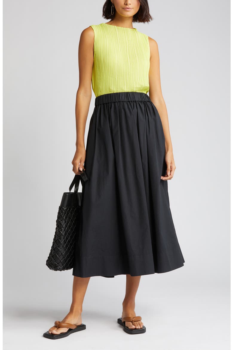Cotton Poplin Skirt, Main, color, BLACK