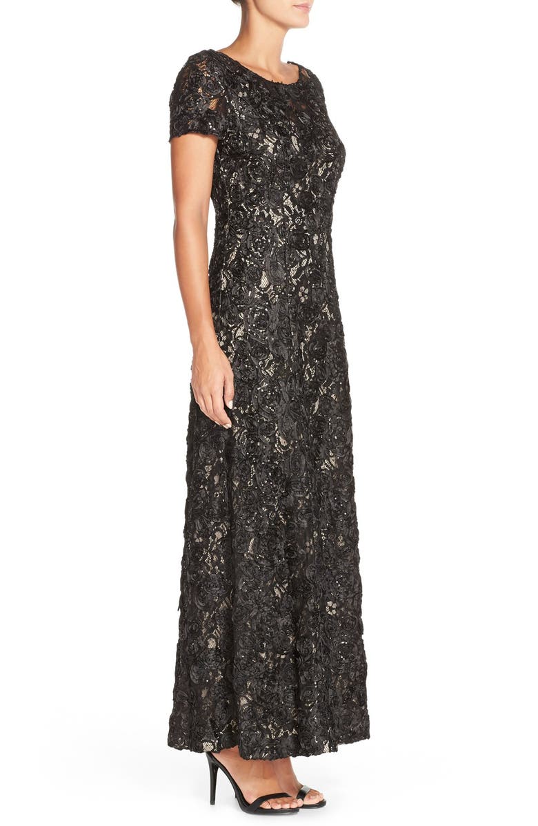 Alex Evenings Embellished Lace A-Line Evening Gown, Alternate, color,
