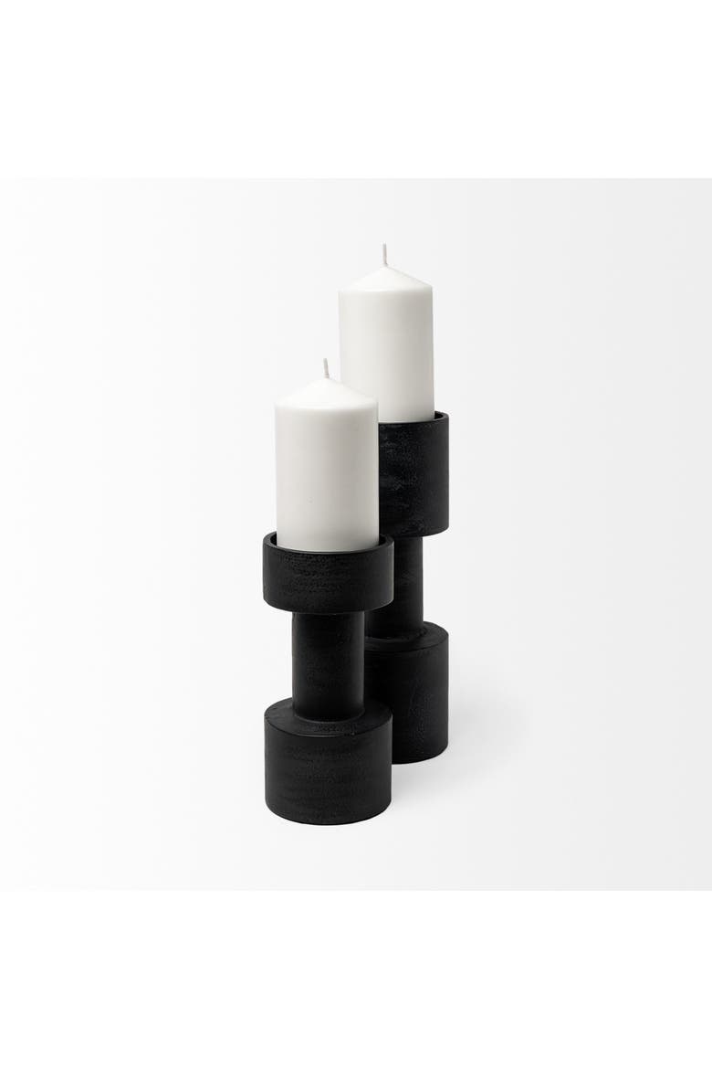 Bolton I Set of 2 Metal Table Candle Holders, Alternate, color, Black