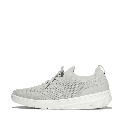 Fitflop Super-q Knit Slip-on Laced Sneakers In Gray