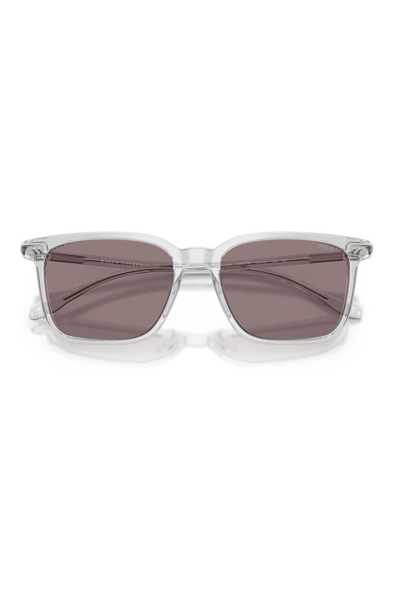 56mm Square Sunglasses, Alternate, color, TRANSPARENT GREY / PURPLE