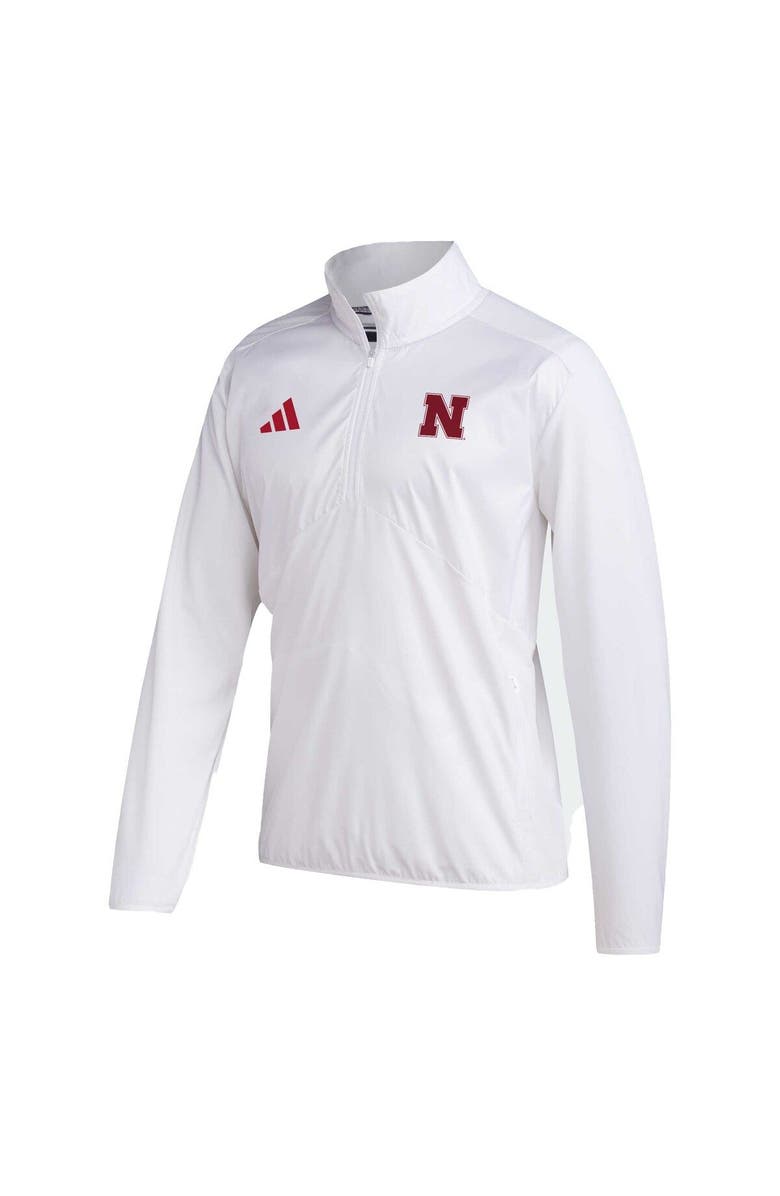 adidas Men's adidas White Nebraska Huskers Sideline AEROREADY Raglan Sleeve Quarter-Zip Jacket, Alternate, color, 
