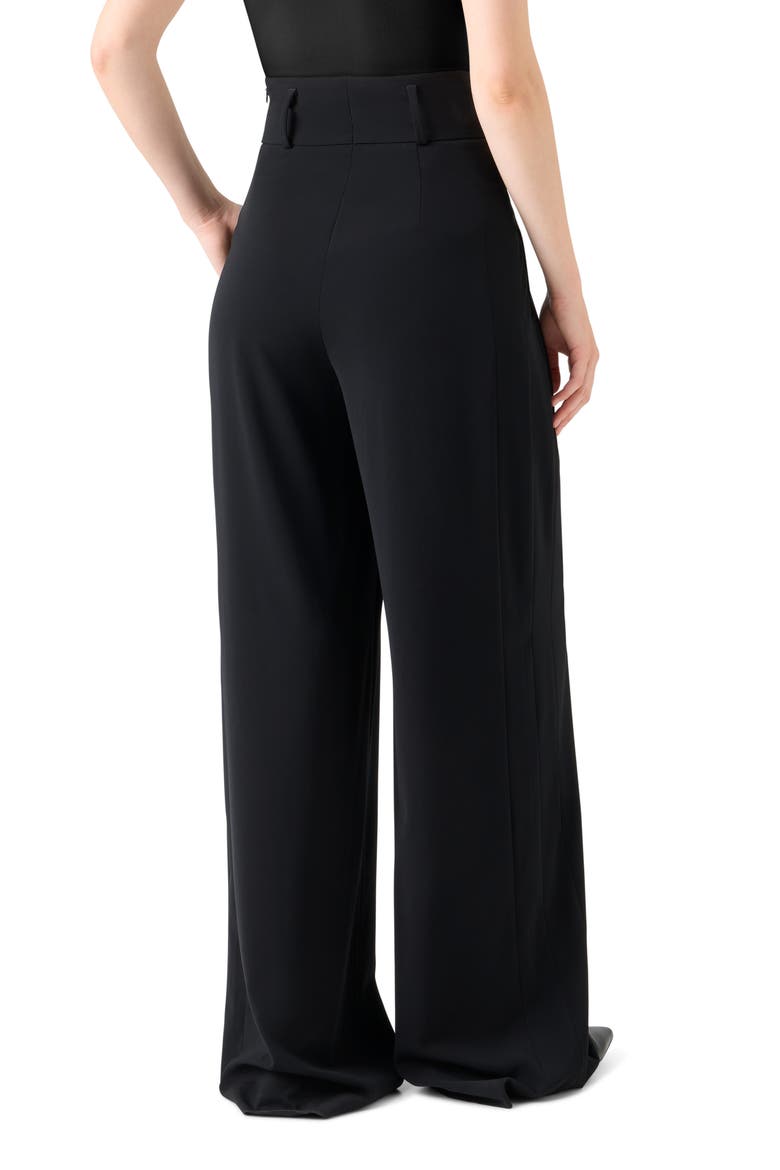 Pleated High Waist Trousers, Alternate, color, BLACK