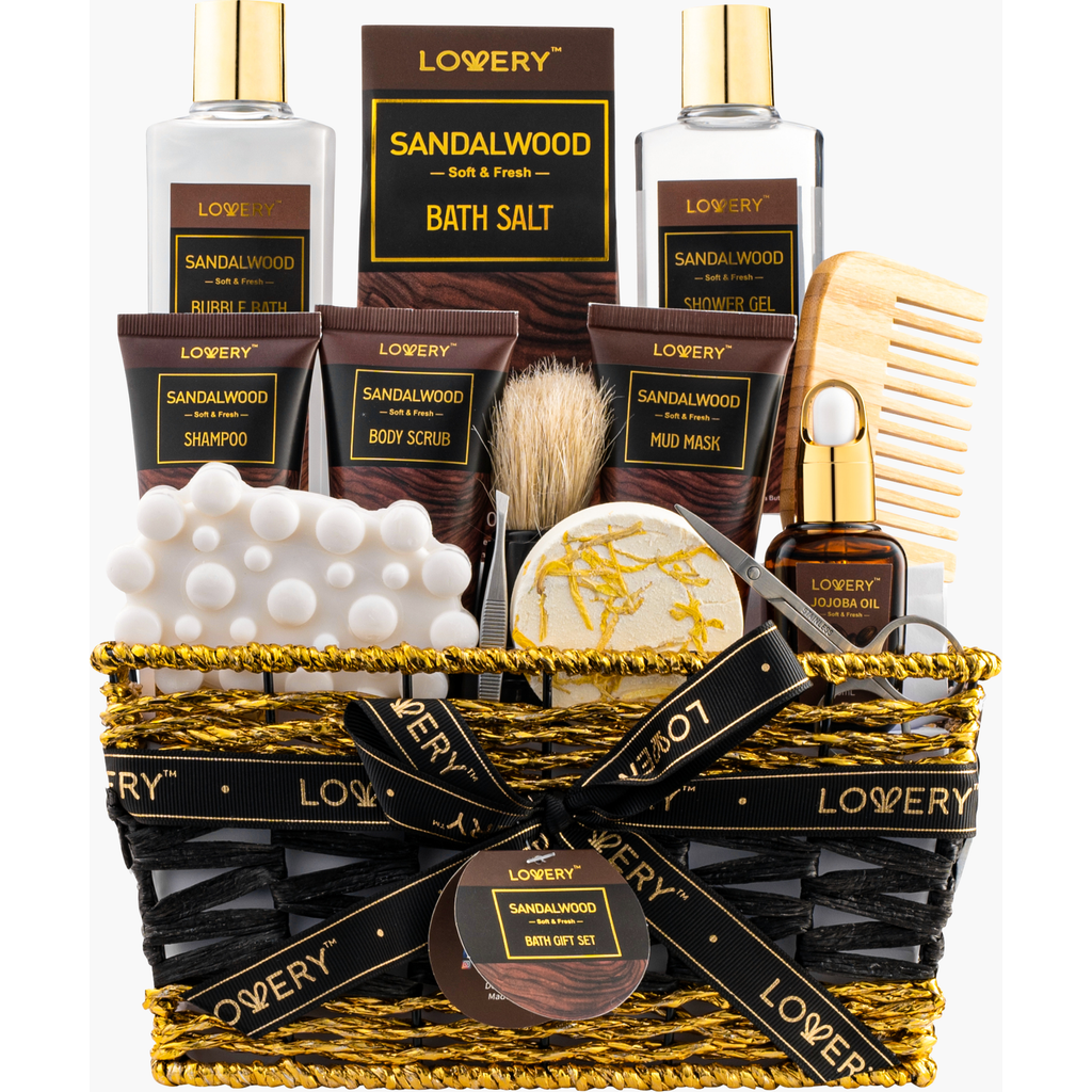 Lovery 14 Pc Sandalwood Bath Gift Set in Dark Brown /Gold  product