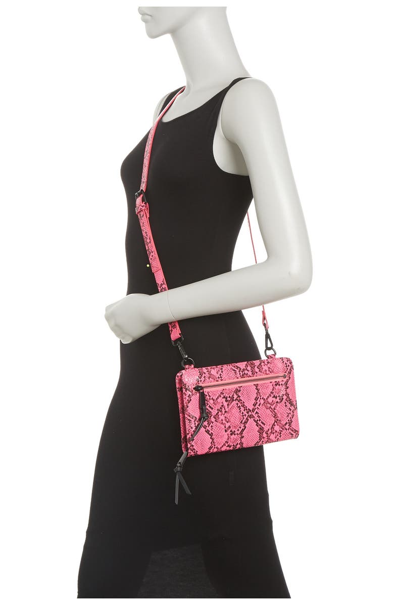French Connection Lucy Neon Snakeskin Embossed Crossbody Wallet, Alternate, color,