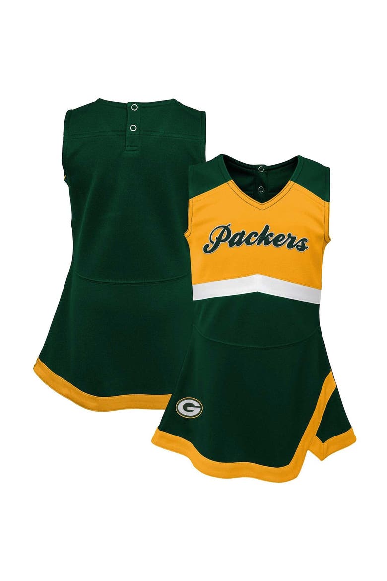 Girls Infant Green Green Bay Packers Cheer Captain Jumper Dress, Main, color, Green