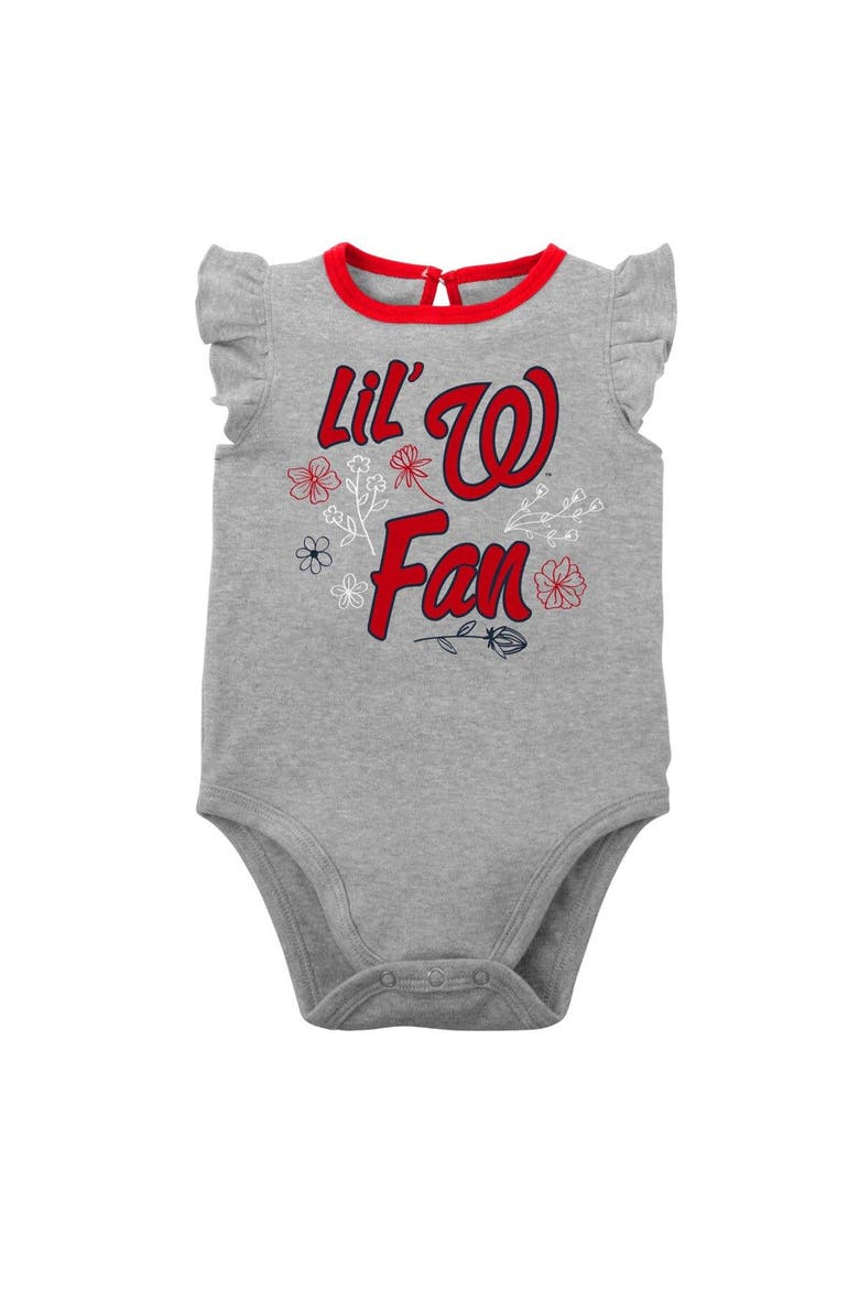 Infant Red/Heather Gray Washington Nationals Little Fan Two-Pack Bodysuit Set, Alternate, color, Red