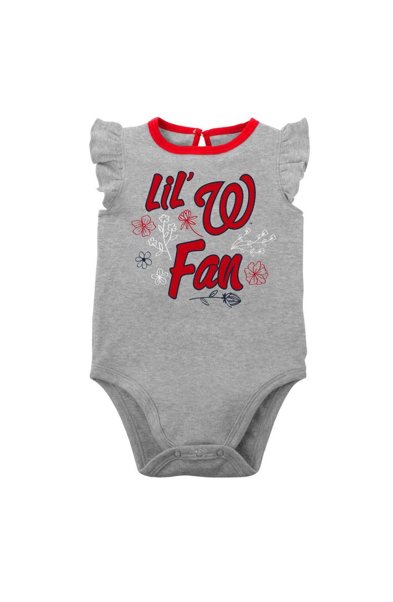 Outerstuff Infant Red/Heather Gray Washington Nationals Little Fan Two-Pack Bodysuit Set, Alternate, color, Red