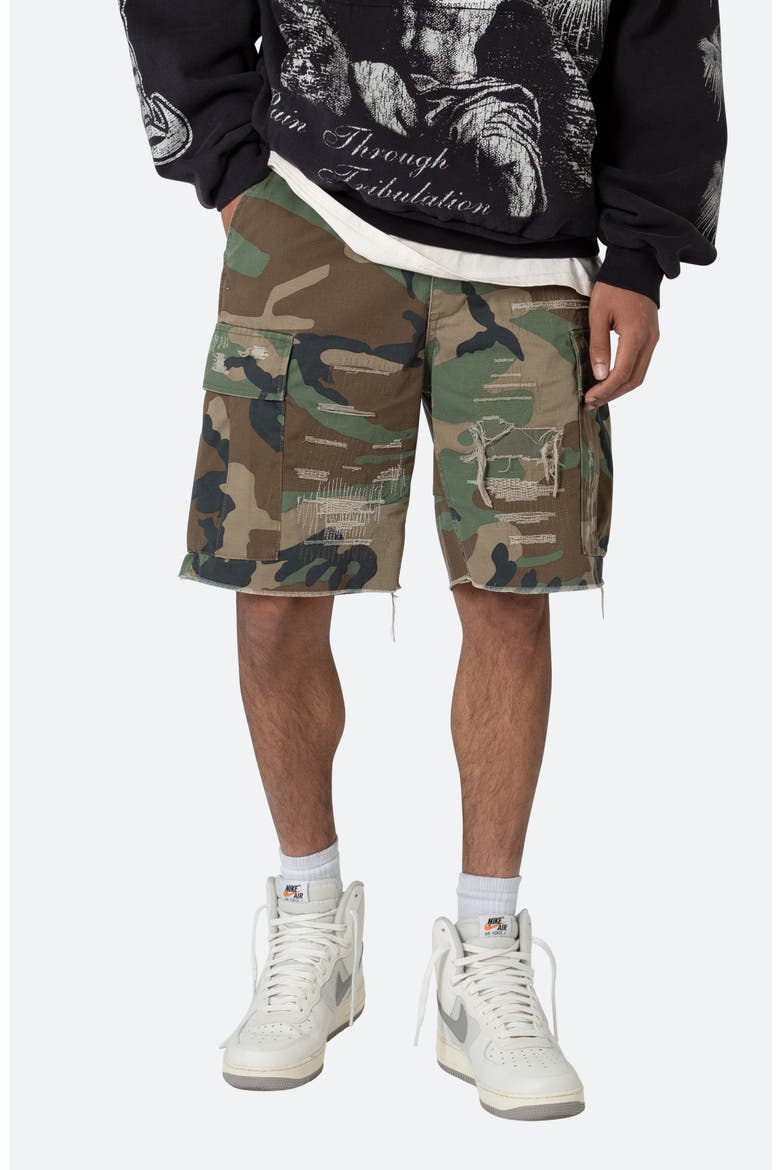 Distressed Cargo Shorts, Alternate, color, CAMO