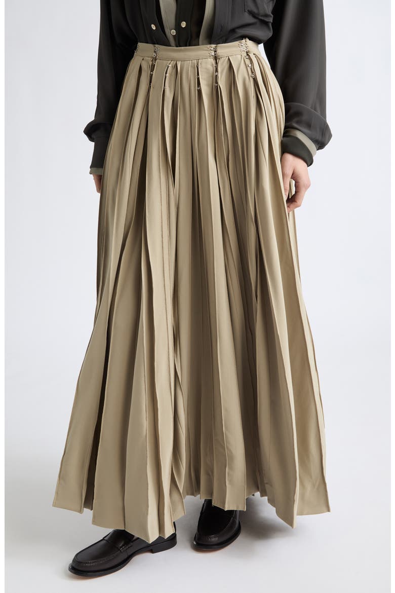Pleated Wool Blend Maxi Skirt, Alternate, color, BEIGE WOOL