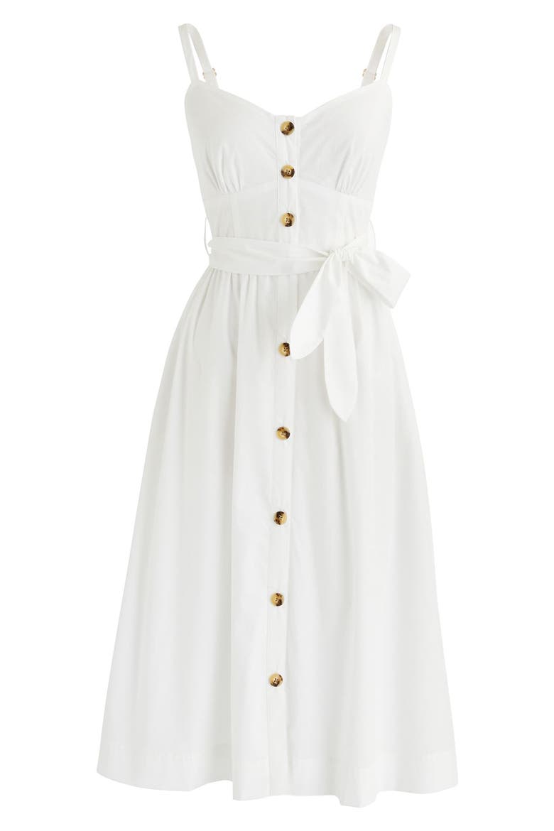 Classic Button Front Cotton Poplin Sundress, Alternate, color, WHITE