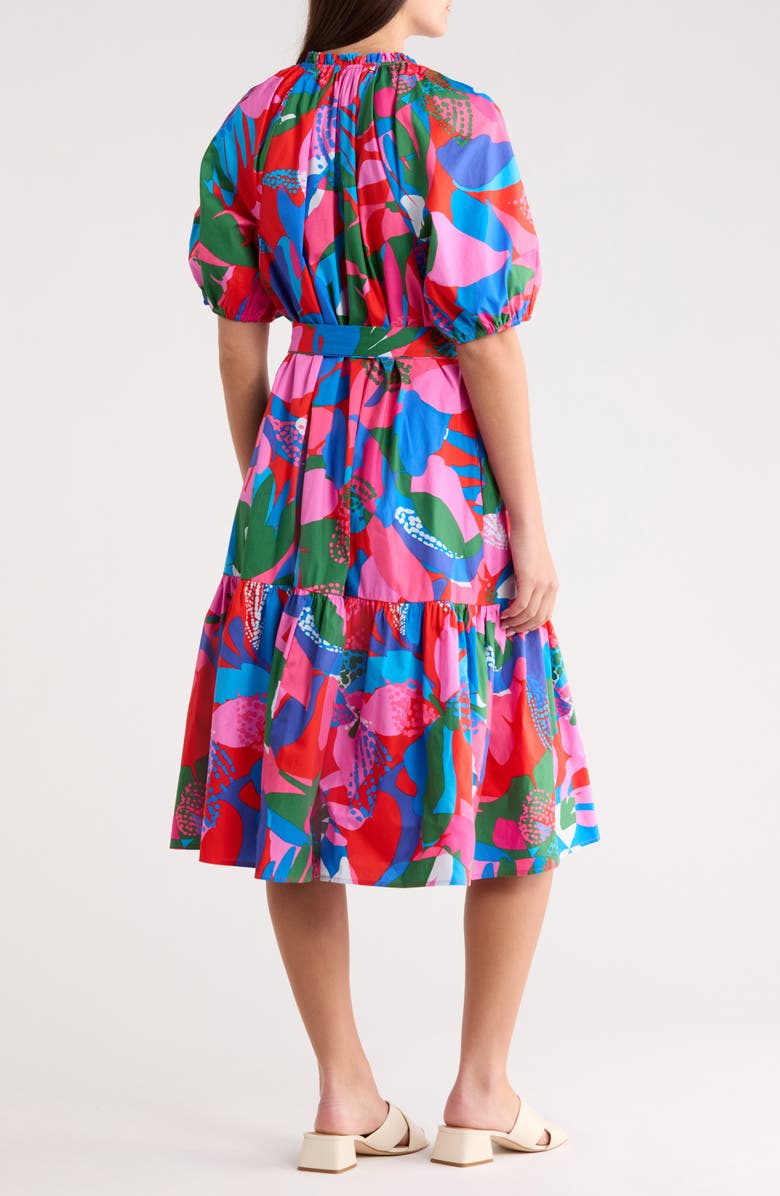 SUGARLIPS Exene Floral Wynette Tiered Cotton Midi Dress, Alternate, color, Pink-Blue-Green