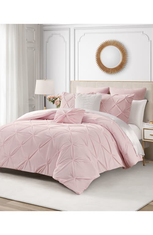 Juicy Couture Kiss 5-piece Pleat Plush Comforter Set In Pale Pink