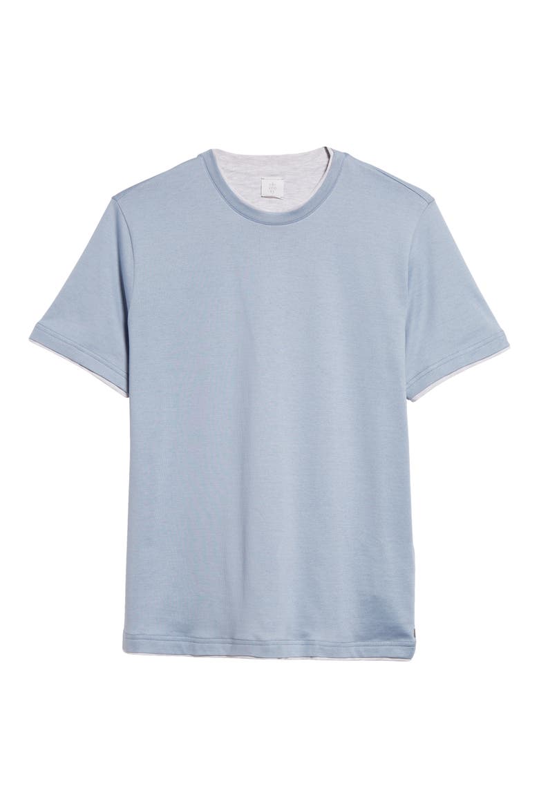 Cotton Crewneck T-Shirt, Alternate, color, BABY BLUE AND LIGHT GRAY