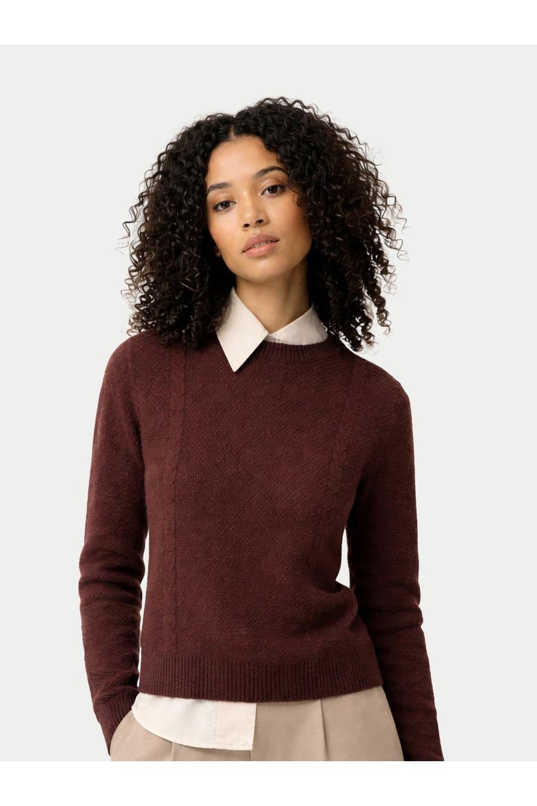 Cropped Crewneck Cashmere Sweater, Alternate, color, cocoa