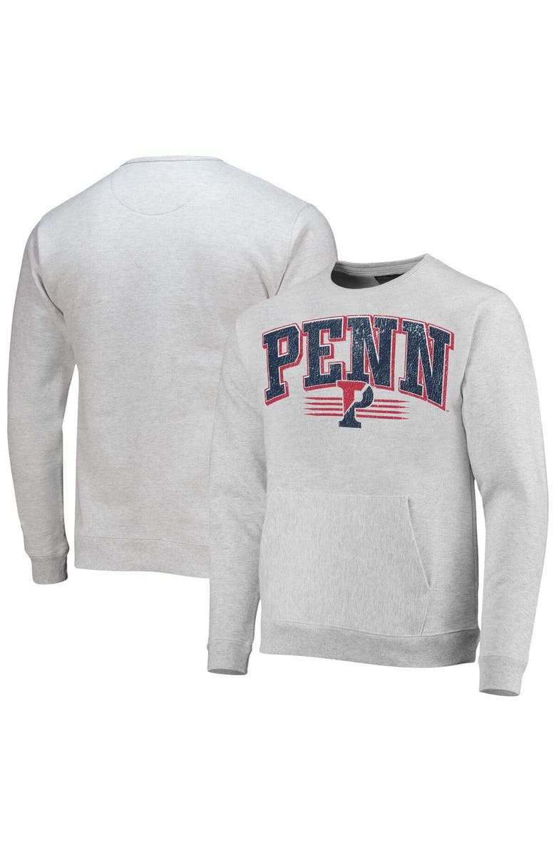 LEAGUE COLLEGIATE WEAR Men's League Collegiate Wear Heathered Gray Pennsylvania Quakers Upperclassman Pocket Pullover Sweatshirt, Main, color, 