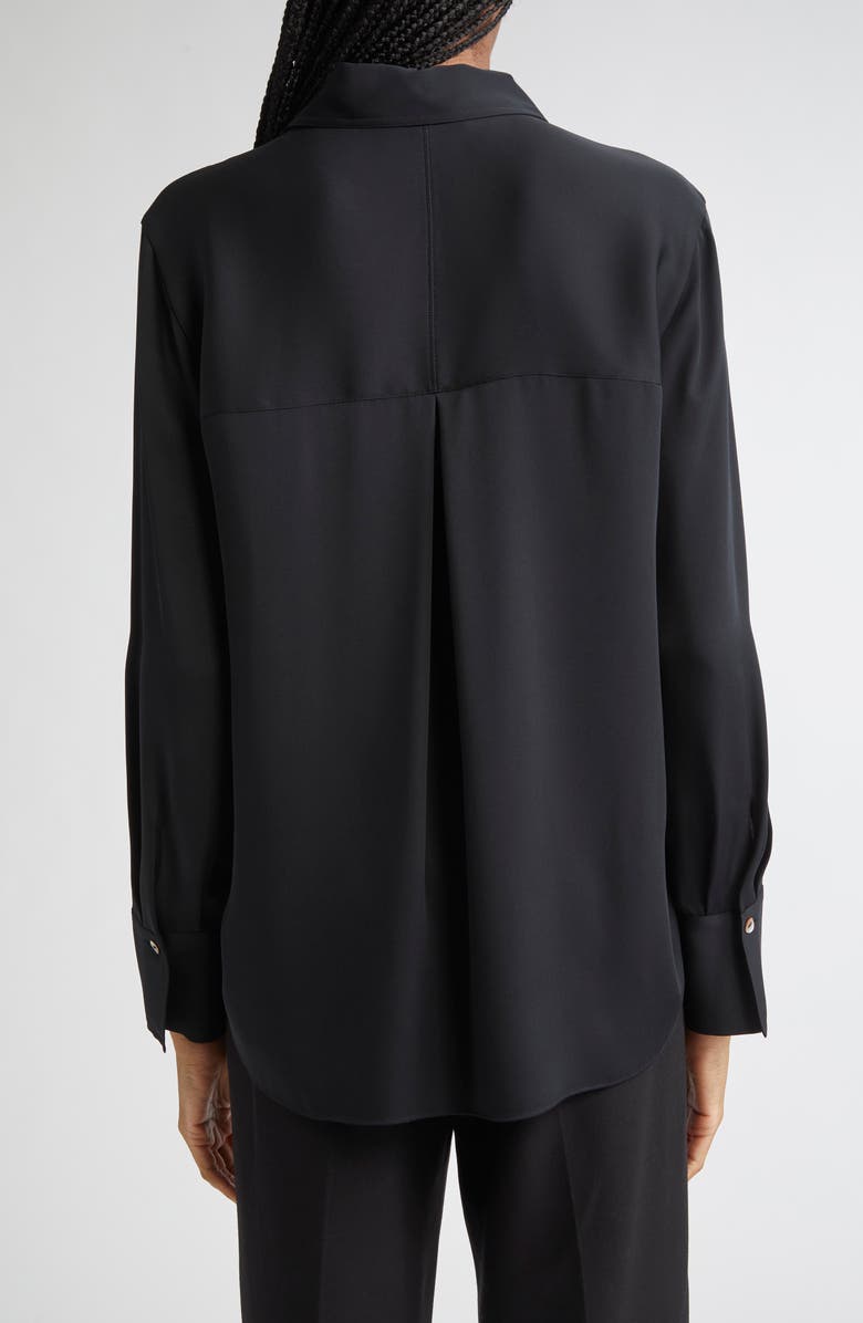 Vince Stretch Silk Button-Up Shirt, Alternate, color, Black