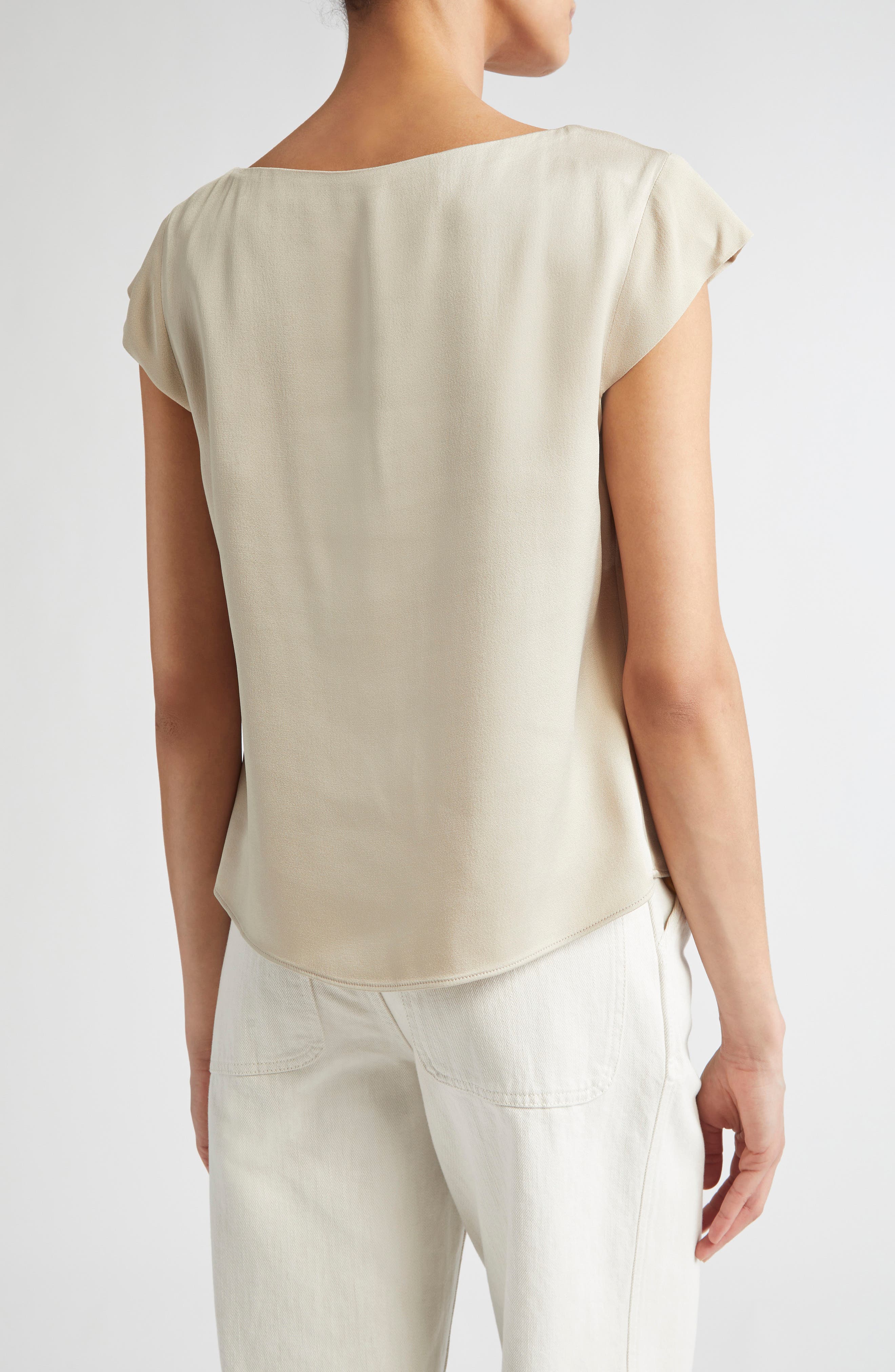 Cap Sleeve Satin T-Shirt - image 2