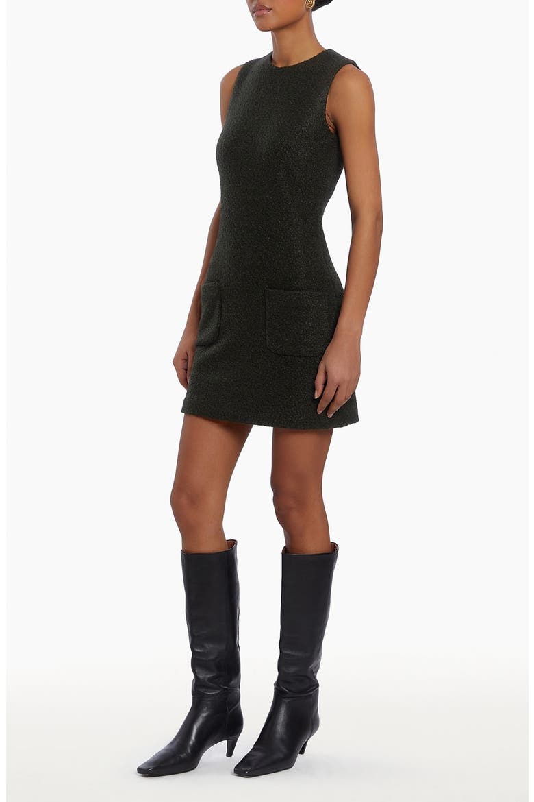 Delia Tweed Minidress, Alternate, color, DARK GREEN