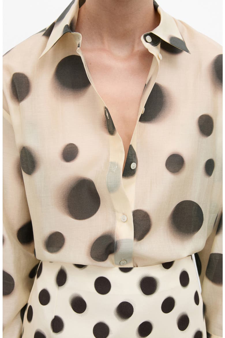 Polka Dot Button-Up Shirt, Main, color, ECRU