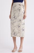 Anne Klein Embroidered Faux Wrap Midi Skirt