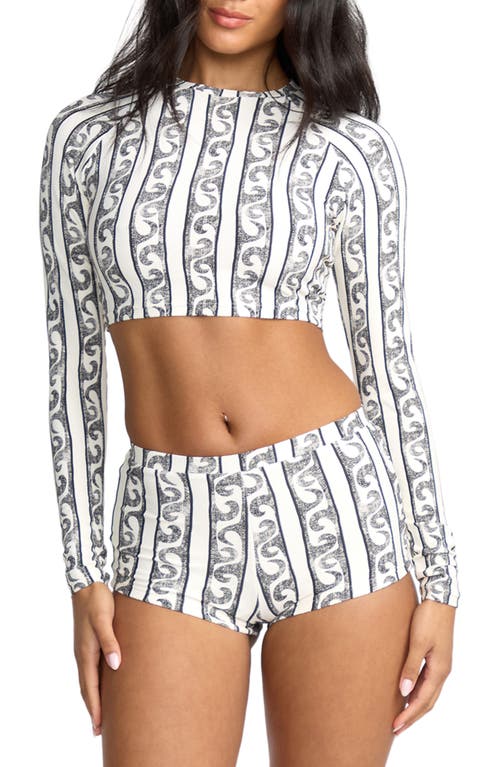 Billabong Wave Watcher Long Sleeve Crop Upf 50+ Rashguard In Gray