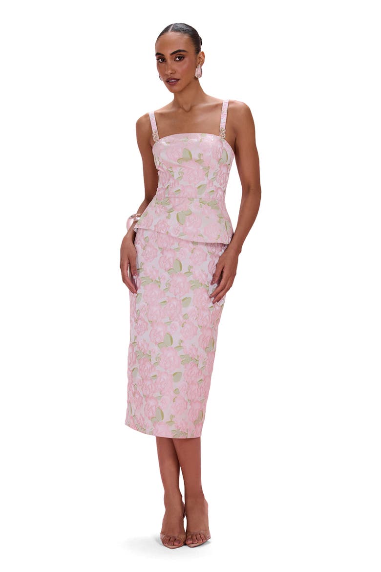Garden Jacquard Midi Dress, Alternate, color, PINK