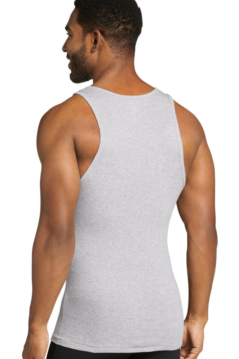 Men's 100% Cotton A-Shirt Tank - 4 Pack, Alternate, color, Black/Lantern Grey
