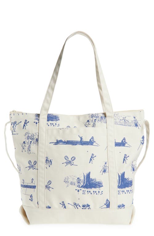 Palmes Court Print Tote Bag In Off White