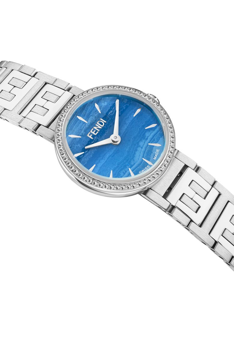 Fendi Forever Fendi Diamond Swiss Quartz Bracelet Watch, 19mm, Alternate, color, Stainless Steel